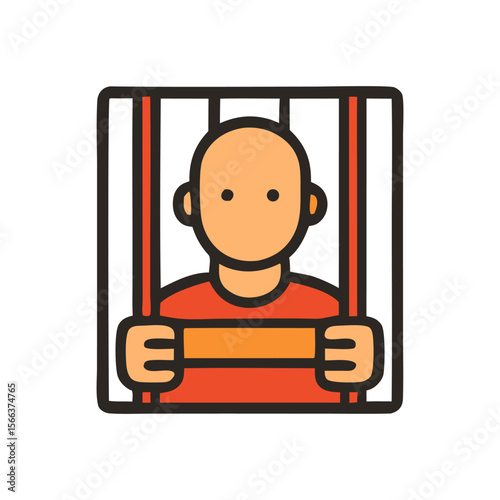 Illustration depicts a person behind bars, representing incarceration and confinement.
