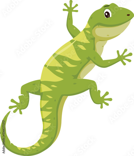World Lizard Day Green Gecko with Chevron Pattern Illustration
