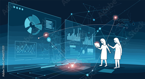Analyzing complex data trends using futuristic digital interfaces for informed decision making and strategic planning