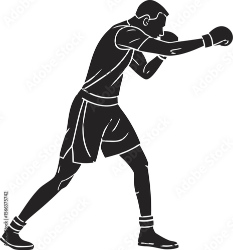 male boxer warming up black silhouette