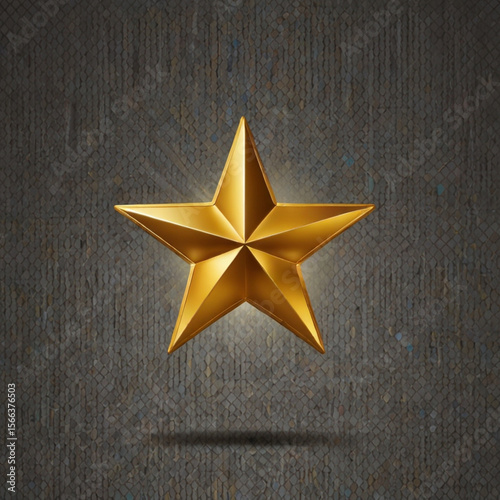 A single shiny golden star glows against a textured dark gray background
