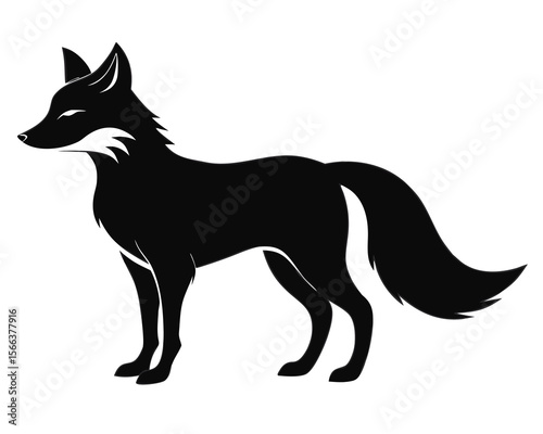 fox black silhouette on transparent background