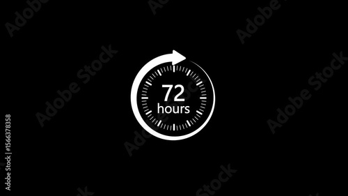 72 hours timer symbol animation.72 hours time circle icon. Stopwatch icon. Stopwatch icon in flat style.