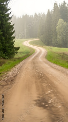Misty Forest Road: A Scenic Winding Path