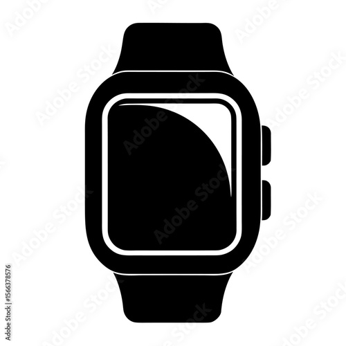 Silhouette of a smartwatch on white background
