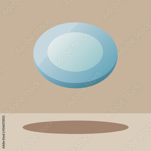 A single blue sphere floats above a surface casting a shadow