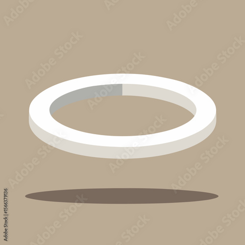 Minimalist 3d white ring with a shadow on a neutral background