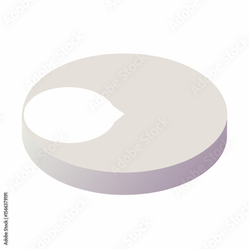 Abstract geometric shape with a speech bubble cutout and soft gradient shading