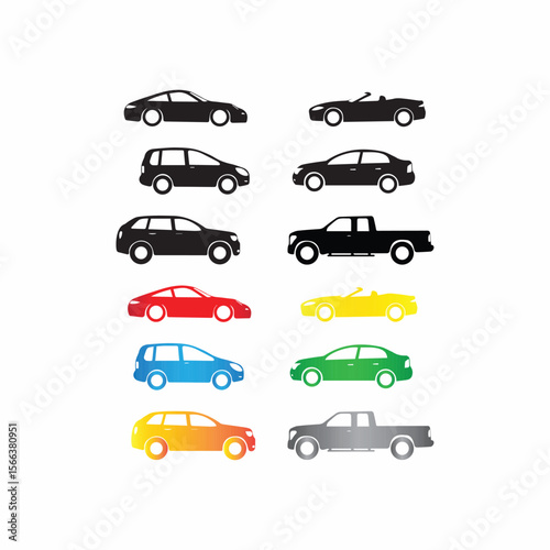 set of cars, Cars icon set set of All cars icon Colorful vector illustration Icon Sign Symbol vehicles icon bus Car Van sedan
