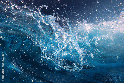 Wallpaper Mural Energetic Burst of Vibrant Blue Water Splashing Dynamic Ocean Wave Surface Texture Background Torontodigital.ca