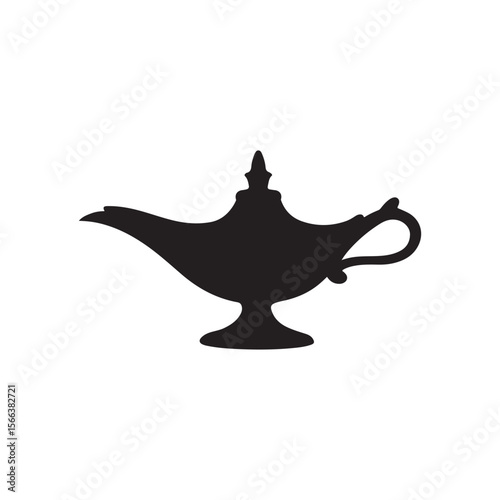 Alladin magic lamp silhouette vector isolated on white background