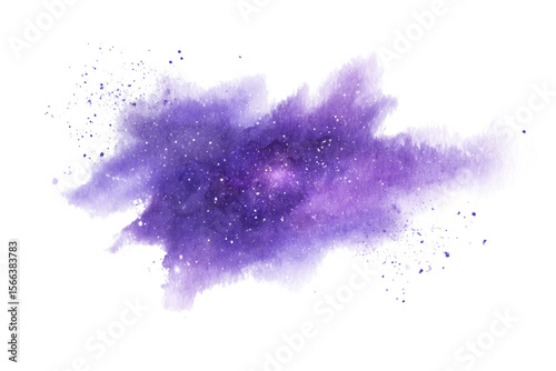 PNG Abstract purple watercolor galaxy with starry splatter