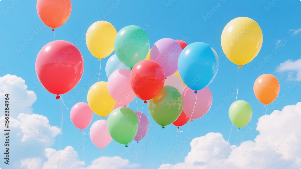 Naklejka premium colorful balloons in the sky