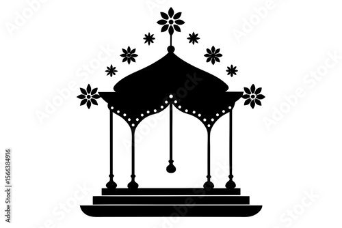 Decorative Floral Mandap Icon with Hanging Ornaments and Dome Top