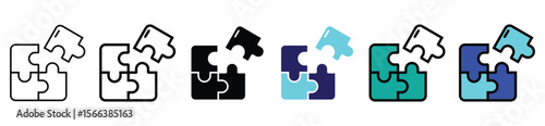 “Puzzle Piece Icon Set - Vector Jigsaw Solution Concept in Various Colours”