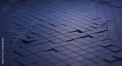 Wallpaper Mural Abstract Dark Blue Tiled Surface with Varied Elevations Torontodigital.ca