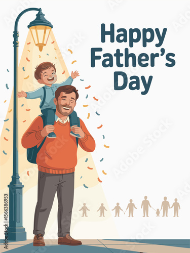 Heartwarming Father's Day Card Dad and Son Sharing Joyful Moment