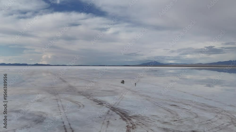 Drone voyage fast hovering over the Uyuni desert in Bolivia. Drone voyage fast hovering over the Uyuni desert in Bolivia.
