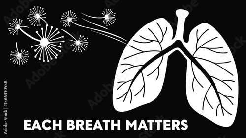 Symbolic White Lungs and Dandelions Representing Respiratory Health and Breathing.