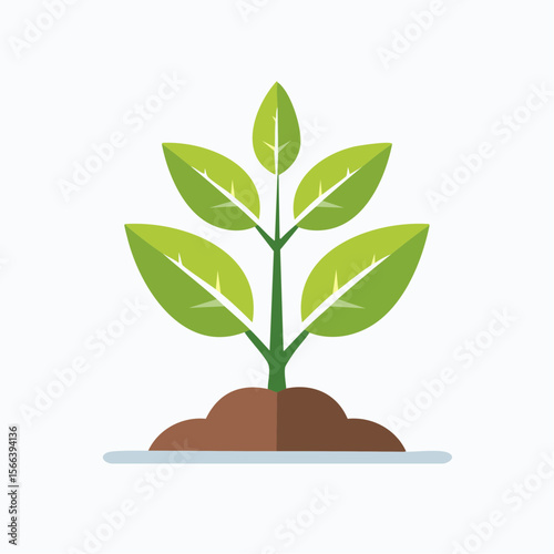 Vibrant Green Plant Sprout Growing in Soil Nature Illustration