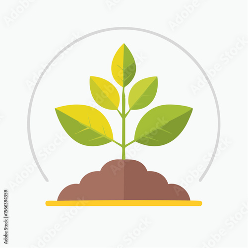 Growing Plant Seedling in Soil  A Flat Design Illustration