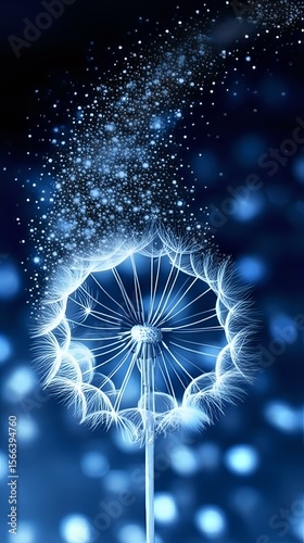 Magical Dandelion: A dreamy illustration of nature's beauty with sparkling seeds.