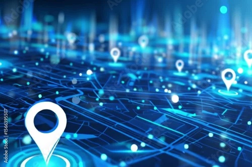 Innovative digital mapping technology enhances urban navigation with interactive geolocation data glowing at night