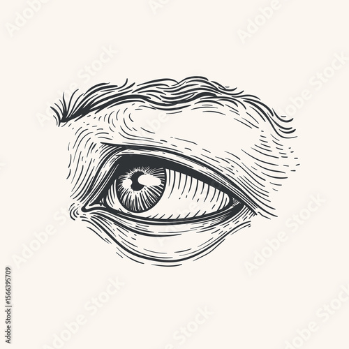 Hand drawn sketch style human eye. Sight, anatomy, makeup, beauty salon symbol. Vintage vector illustration isolate on light background.