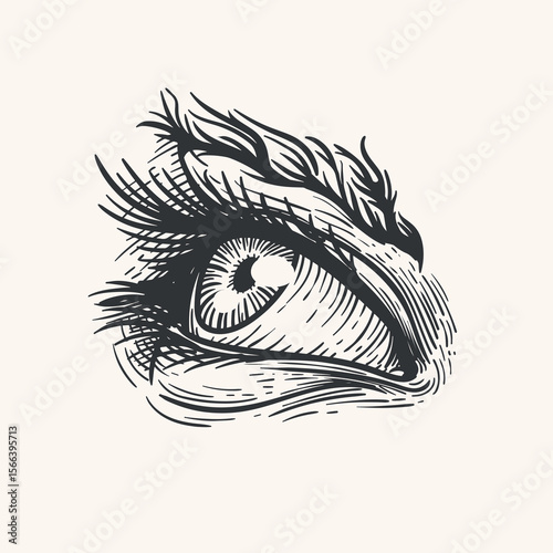 Hand drawn sketch style human eye. Sight, anatomy, makeup, beauty salon symbol. Vintage vector illustration isolate on light background.