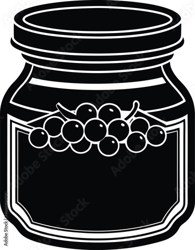 Homemade berry jam in glass jar simple silhouette