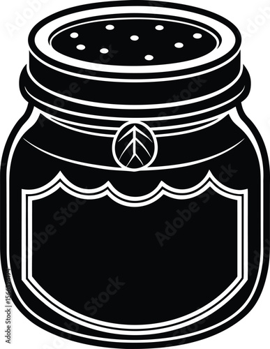 Black and white illustration of a baby food jar