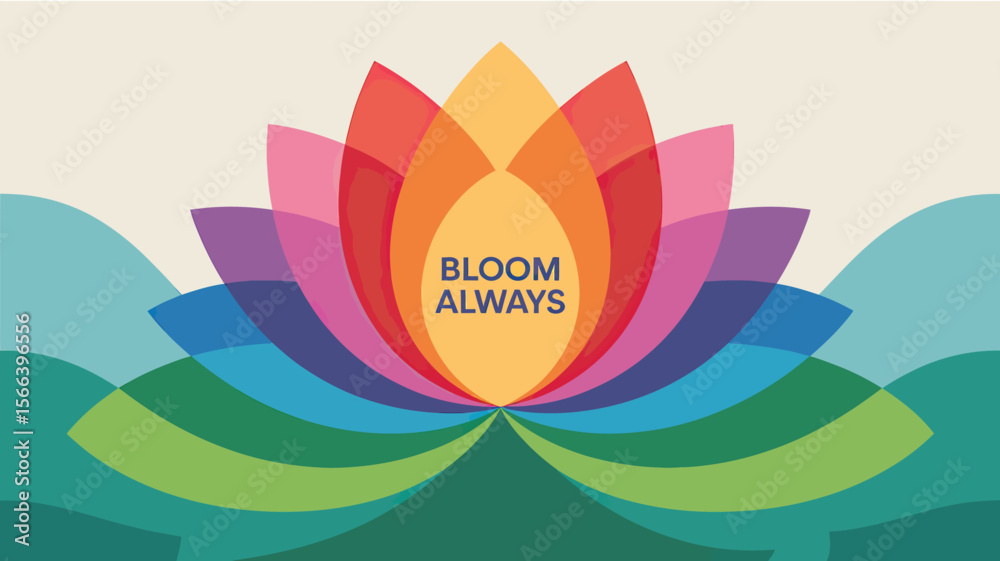 Fototapeta premium Colorful abstract lotus flower illustration with bloom always text on a light background design art