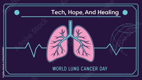 Stylized Pink Lungs with Blue Veins, Celebrating Lung Cancer Awareness Day