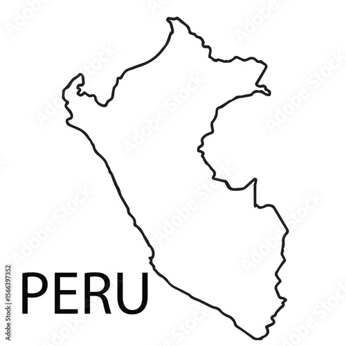A sleek minimalist Peru map icon, illustrated in black and white with bold black outline, ideal for clean and modern global design applications.

