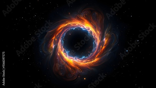 Black hole in deep space with swirling nebula galaxy cosmic background wallpaper art