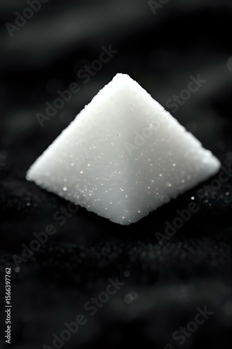 Monochrome Minimalism: A single sugar cube on a textured dark background evokes simplicity.
