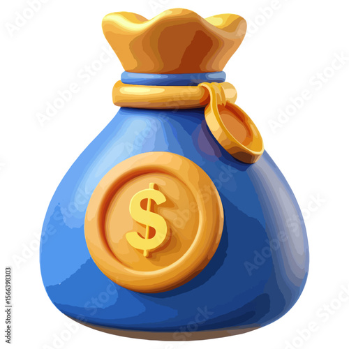 A bag of money with gold coins, a symbol of finance and banking success