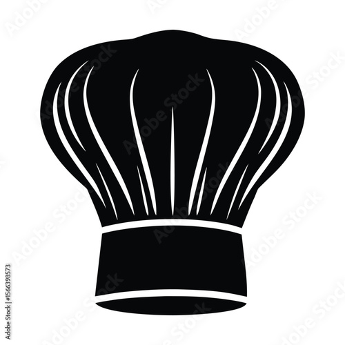Classic chef s toque hat with tall folds represented as a distinctive black silhouette for culinary themes