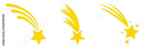 Yellow Shooting Star Icon Vector Illustration Isolated on White Background