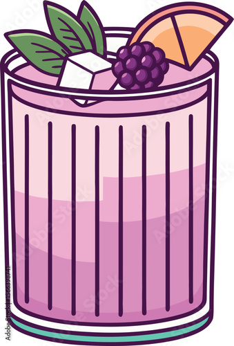 Refreshing pink berry cocktail with mint and citrus garnish