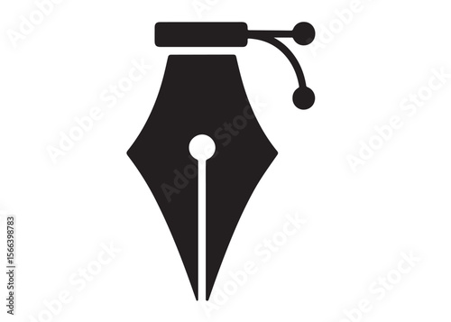pen tool logo silhouette vector, pen tool icon logo vector design, fountain pen tool logo vector, black writing pen tool logo vector silhouette, Pen nib logo silhouettes vector on a white background 