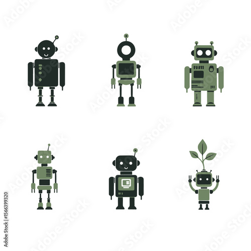 cartoon children's robot. Cute cyborg, futuristic modern bot,  android, smiling character in flat vector