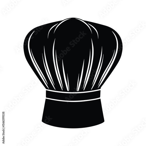 Classic chef s toque or tall chef s hat silhouette with distinctive tall folds representing culinary expertise and professionalism