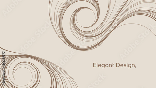 Beige background featuring swirling brown lines creating a delicate and elegant decorative pattern
