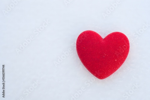 Single Red Heart Decoration on White Background Minimalist Valentines Day Still Life
