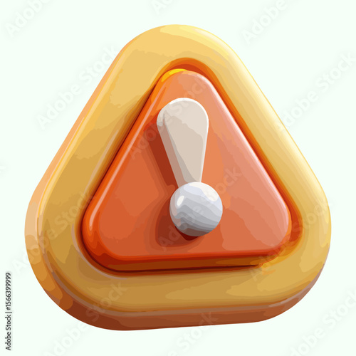 Red glossy 3D web button with a black exclamation mark symbol for an important warning attention sign