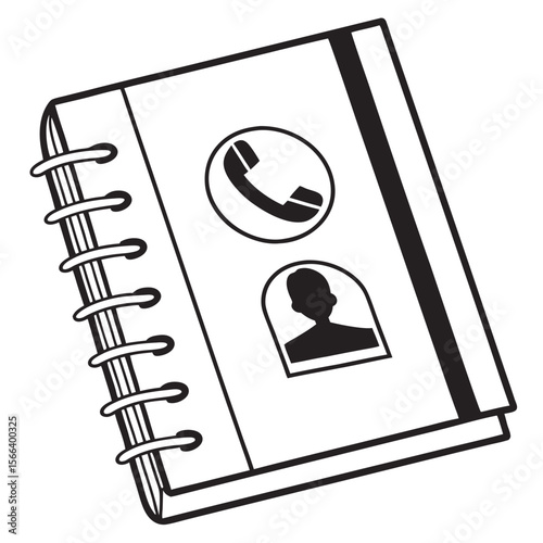 Address book vector illustration with spiral binding and contact icons