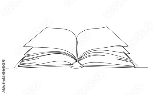 open book one continuous line drawing vector illustration