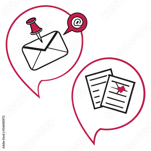 Communication icons in speech bubbles