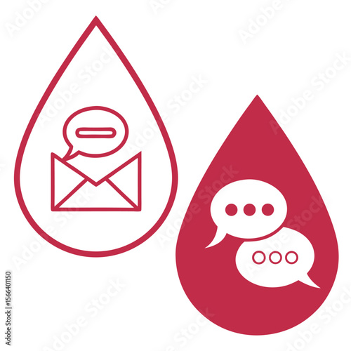 Communication icons teardrop shapes
